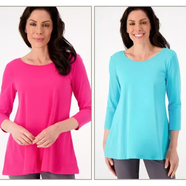 Shop All<Attitudes by Renee Set of 2 Washed Cotton T-Shirts - a world of fashionable women's clothing, including a wide selection of dresses and trendy accessories.