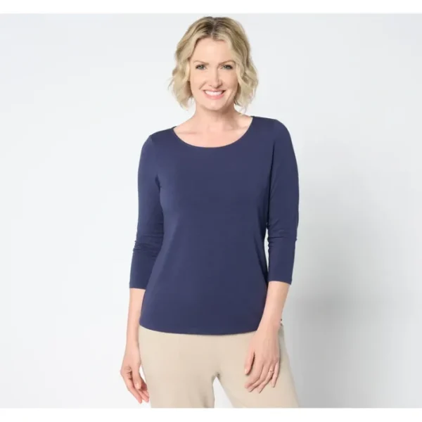 Shop All<Attitudes by Renee Washed Cotton Ballet Neck Top - a world of fashionable women's clothing, including a wide selection of dresses and trendy accessories.