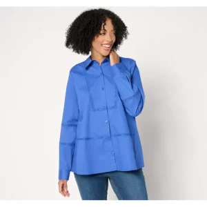 Fashion<Attitudes by Renee Woven Button-Front Top with Lace Trim - a world of fashionable women's clothing, including a wide selection of dresses and trendy accessories.