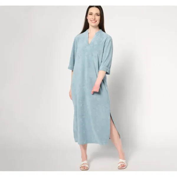 Shop All<Barefoot Dreams Cozy Terry Placket Caftan - a world of fashionable women's clothing, including a wide selection of dresses and trendy accessories.
