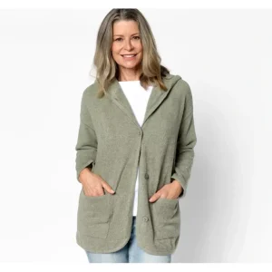 Barefoot Dreams CozyChic Lite Curved Hem Hooded Jacket - a world of fashionable women's clothing, including a wide selection of dresses and trendy accessories.> Hat