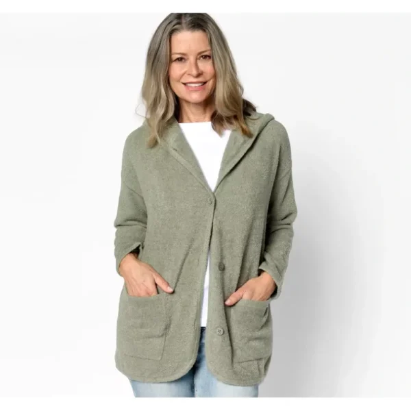 Barefoot Dreams CozyChic Lite Curved Hem Hooded Jacket - a world of fashionable women's clothing, including a wide selection of dresses and trendy accessories.> Hat