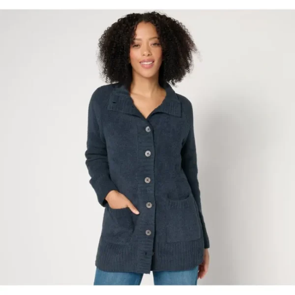 Shop All<Barefoot Dreams CozyChic Luxe Funnel Neck Button Cardigan - a world of fashionable women's clothing, including a wide selection of dresses and trendy accessories.