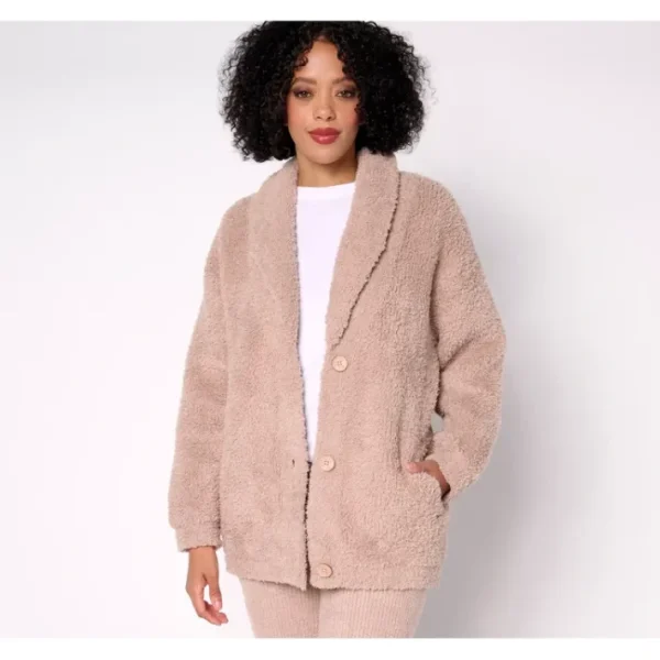 Shop All<Barefoot Dreams CozyChic Shearling Button Front Jacket - a world of fashionable women's clothing, including a wide selection of dresses and trendy accessories.