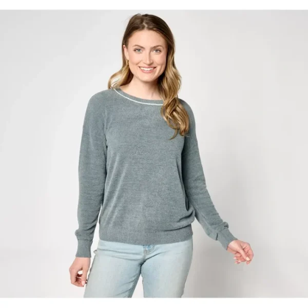 Shop All<Barefoot Dreams CozyChic Ultra Lite Piped Neck Pullover - a world of fashionable women's clothing, including a wide selection of dresses and trendy accessories.