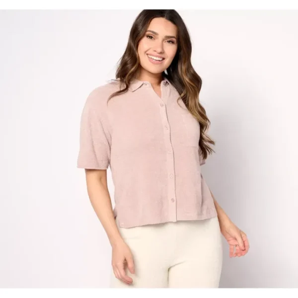 Shop All<Barefoot Dreams CozyChic Ultra Lite Short Sleeve Shirt - a world of fashionable women's clothing, including a wide selection of dresses and trendy accessories.
