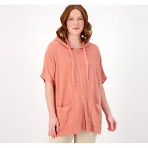 Barefoot Dreams CozyChic Ultra Lite Short Sleeve Zip Up Hoodie - a world of fashionable women's clothing, including a wide selection of dresses and trendy accessories.> Hat