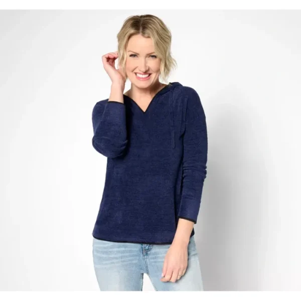 Shop All<Barefoot Dreams CozyChic Ultra Lite Tipped Contrast Hoodie - a world of fashionable women's clothing, including a wide selection of dresses and trendy accessories.
