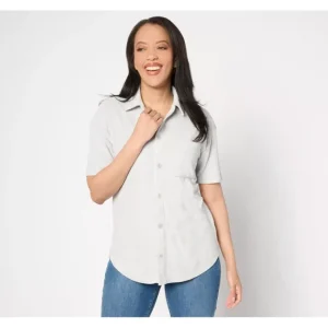 Dresses<Barefoot Dreams Malibu Collection CozyTerry Button Down Top - a world of fashionable women's clothing, including a wide selection of dresses and trendy accessories.