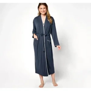 Fashion<Barefoot Dreams Malibu Soft Jersey Lounge Piped Long Robe - a world of fashionable women's clothing, including a wide selection of dresses and trendy accessories.