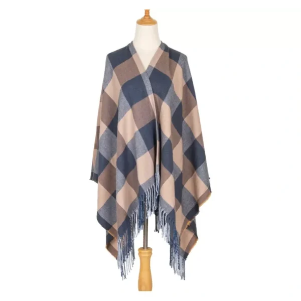 Bay Sky by San Diego Hat Co. Woven Plaid Open F ront Poncho - a world of fashionable women's clothing, including a wide selection of dresses and trendy accessories.> Hat