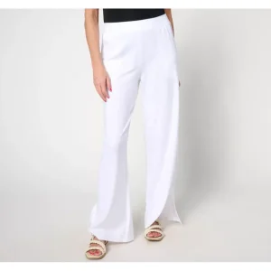 Fashion<Beach Jersey Petite Wide Leg Pant with Slits - a world of fashionable women's clothing, including a wide selection of dresses and trendy accessories.
