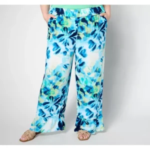 Fashion<Beach Petite Woven Crepe Ruffled Hem Beach Pant - a world of fashionable women's clothing, including a wide selection of dresses and trendy accessories.