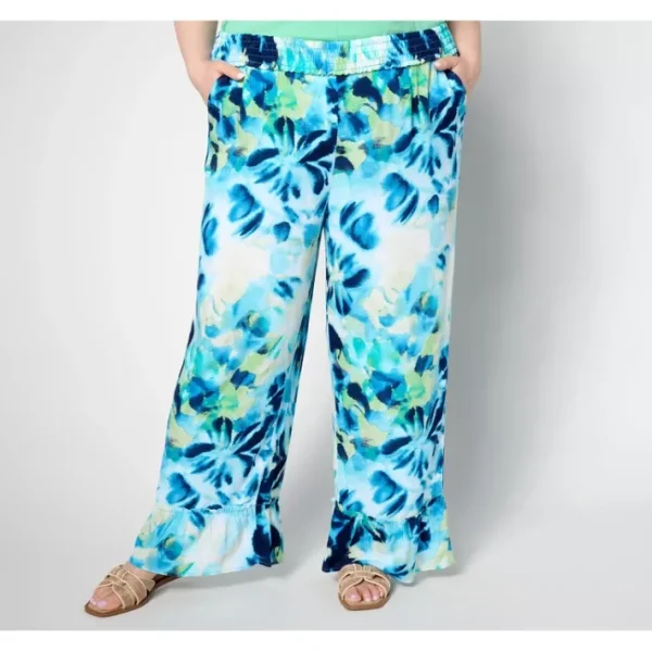 Fashion<Beach Petite Woven Crepe Ruffled Hem Beach Pant - a world of fashionable women's clothing, including a wide selection of dresses and trendy accessories.