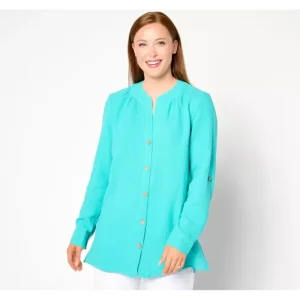 Fashion<Beach Regular Gauze Button Up Big Shirt - a world of fashionable women's clothing, including a wide selection of dresses and trendy accessories.