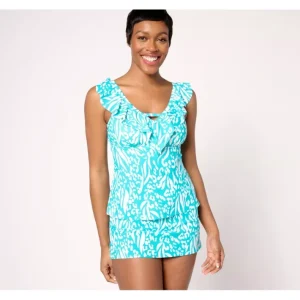 Fashion<Beach Ruffle V-Neck Tankini with Skort Bottom - a world of fashionable women's clothing, including a wide selection of dresses and trendy accessories.