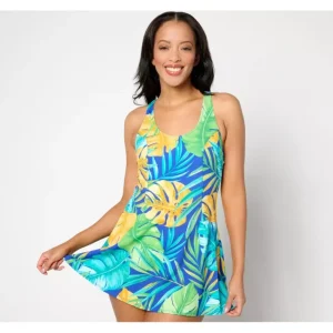 Dresses<Beach Scoop Neck Swim Dress with Seaming Detail - a world of fashionable women's clothing, including a wide selection of dresses and trendy accessories.