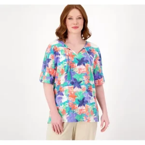 Fashion<Beach Split Neck Gauze Top - a world of fashionable women's clothing, including a wide selection of dresses and trendy accessories.