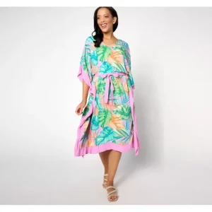 Fashion<Beach Woven Crepe Resort Caftan with Side Slits - a world of fashionable women's clothing, including a wide selection of dresses and trendy accessories.