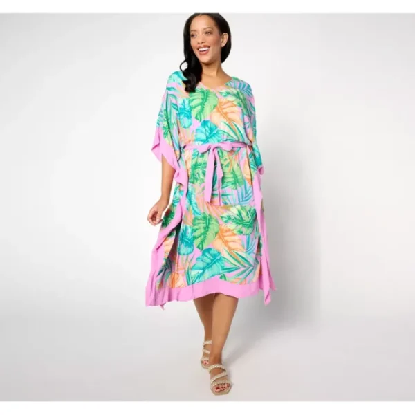 Fashion<Beach Woven Crepe Resort Caftan with Side Slits - a world of fashionable women's clothing, including a wide selection of dresses and trendy accessories.