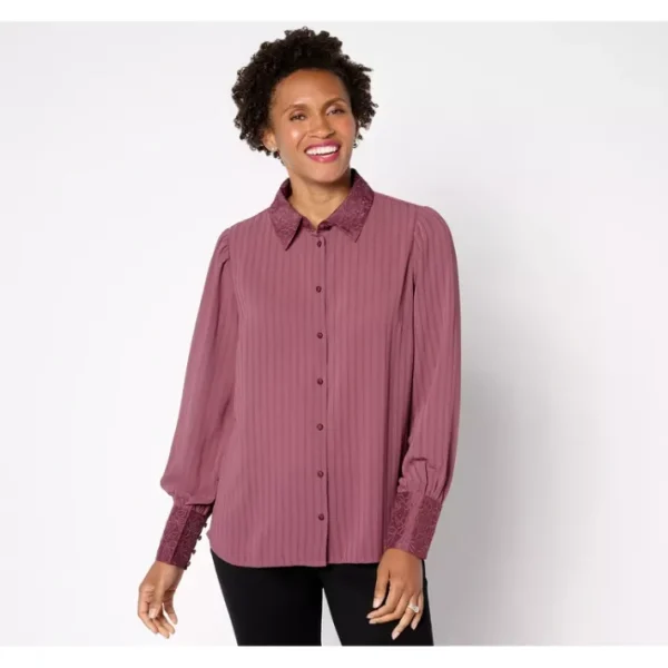 Dresses<BEAUTIFUL by Lawence Zarian Textured Shirt with Embroidery Detail - a world of fashionable women's clothing, including a wide selection of dresses and trendy accessories.