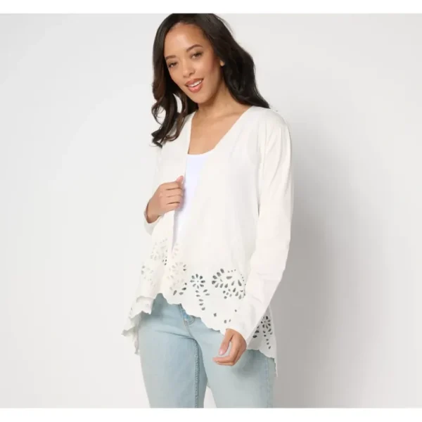 BEAUTIFUL by Lawrence Zarian Knit Eyelet Open-Front Cardigan - a world of fashionable women's clothing, including a wide selection of dresses and trendy accessories.> Coats