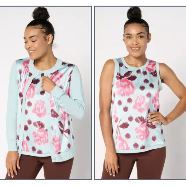 Fashion<BEAUTIFUL by Lawrence Zarian Mixed Media Cardigan Tank Set - a world of fashionable women's clothing, including a wide selection of dresses and trendy accessories.