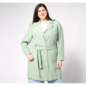BEAUTIFUL by Lawrence Zarian Regular Drapey Belted Trench Coat - a world of fashionable women's clothing, including a wide selection of dresses and trendy accessories.> Coats