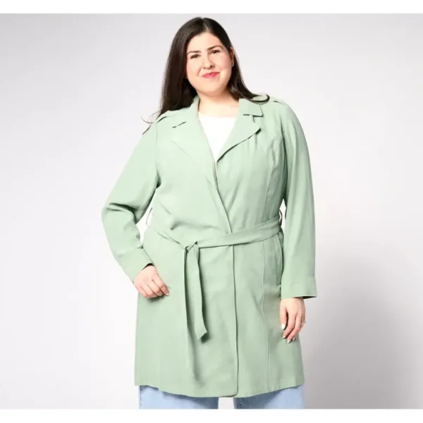 BEAUTIFUL by Lawrence Zarian Regular Drapey Belted Trench Coat - a world of fashionable women's clothing, including a wide selection of dresses and trendy accessories.> Coats