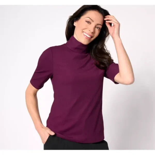 Shop All<BEAUTIFUL by Lawrence Zarian Short-Sleeve Rib-Knit Turtleneck Top - a world of fashionable women's clothing, including a wide selection of dresses and trendy accessories.