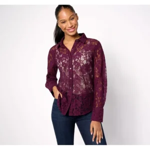 Dresses<BEAUTIFUL by Lawrence Zarian The Doris Lace Button Front Shirt - a world of fashionable women's clothing, including a wide selection of dresses and trendy accessories.