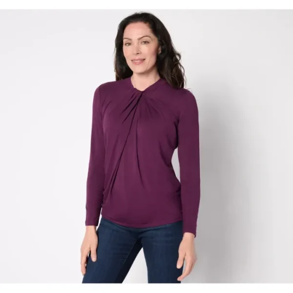Shop All<BEAUTIFUL by Lawrence Zarian Twisted Neckline Long- Sleeve Knit Top - a world of fashionable women's clothing, including a wide selection of dresses and trendy accessories.