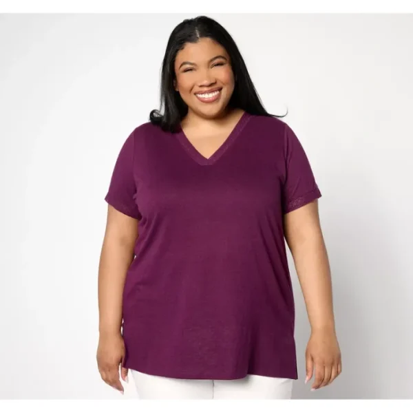 Shop All<BEAUTIFUL by Lawrence Zarian V-Neck Crochet Trim Knit Tunic - a world of fashionable women's clothing, including a wide selection of dresses and trendy accessories.