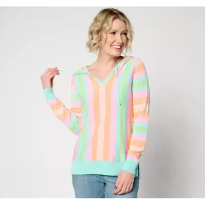 Fashion<Belle Beach by Kim Gravel Cabana Stripe Hoodie Sweater - a world of fashionable women's clothing, including a wide selection of dresses and trendy accessories.