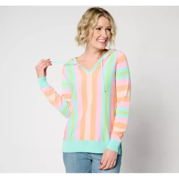 Fashion<Belle Beach by Kim Gravel Cabana Stripe Hoodie Sweater - a world of fashionable women's clothing, including a wide selection of dresses and trendy accessories.