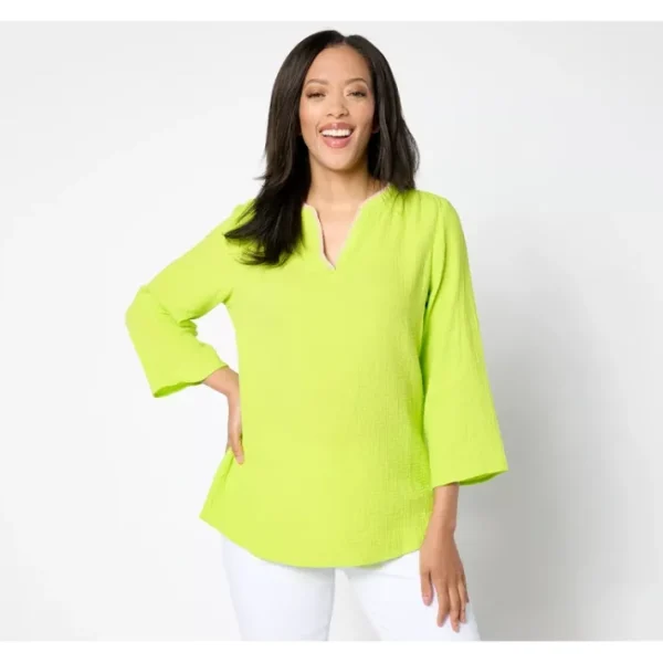 Shop All<Belle Beach by Kim Gravel Cotton Gauze Color Crush Top - a world of fashionable women's clothing, including a wide selection of dresses and trendy accessories.