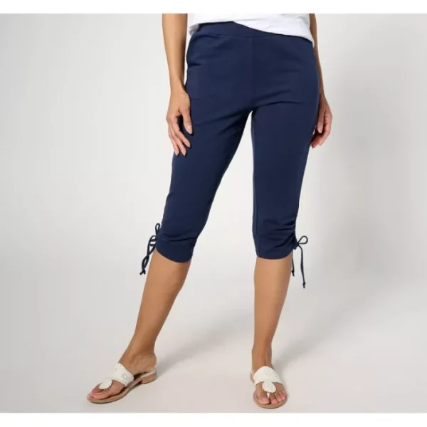 Shop All<Belle Beach by Kim Gravel French Terry Beachwalker Ruched Capri - a world of fashionable women's clothing, including a wide selection of dresses and trendy accessories.