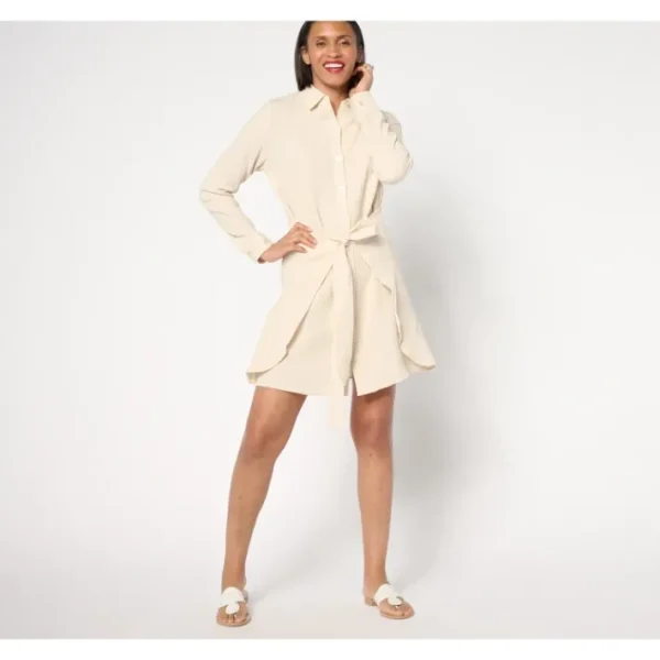 Dresses<Belle Beach by Kim Gravel Petite Gauze Tie Front Shirt Dress - a world of fashionable women's clothing, including a wide selection of dresses and trendy accessories.