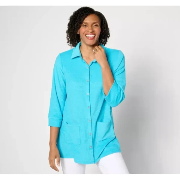 Shop All<Belle Beach by Kim Gravel Poolside Terry Button Front Cover Up - a world of fashionable women's clothing, including a wide selection of dresses and trendy accessories.