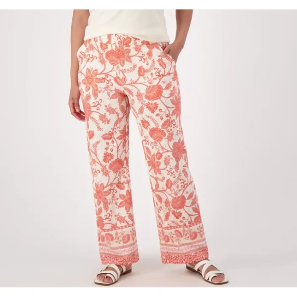 Shop All<Belle Beach by Kim Gravel Regular Cabana Knit Border Print Pants - a world of fashionable women's clothing, including a wide selection of dresses and trendy accessories.