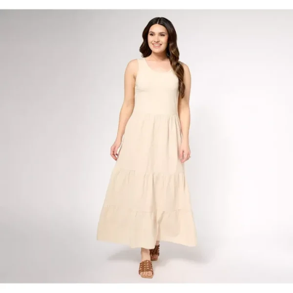 Dresses<Belle Beach by Kim Gravel Regular Knit Gauze Tiered Tank Dress - a world of fashionable women's clothing, including a wide selection of dresses and trendy accessories.