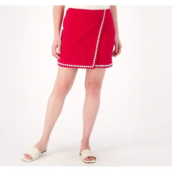 Shop All<Belle Beach by Kim Gravel Ric Rac Trim Stretch Woven Skort - a world of fashionable women's clothing, including a wide selection of dresses and trendy accessories.