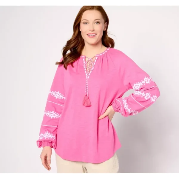 Shop All<Belle Beach by Kim Gravel Santorini Fantasy Embroidered Top - a world of fashionable women's clothing, including a wide selection of dresses and trendy accessories.