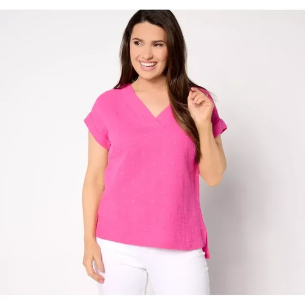 Shop All<Belle Beach by Kim Gravel Star Spangled Cotton Gauze Top - a world of fashionable women's clothing, including a wide selection of dresses and trendy accessories.