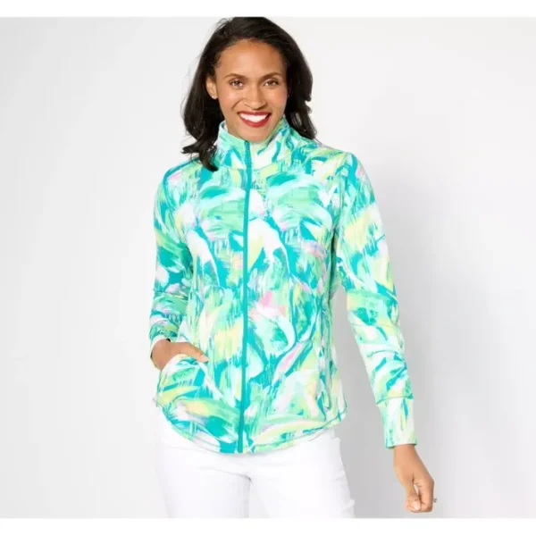 Shop All<Belle Body by Kim Gravel Paradise Preppy Athletic Zip Jacket - a world of fashionable women's clothing, including a wide selection of dresses and trendy accessories.