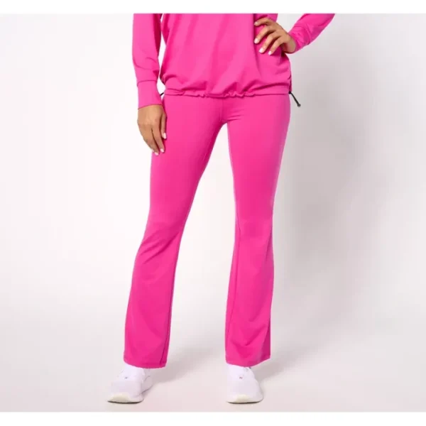Shop All<Belle Body by Kim Gravel Petite Athletic Flare Pants w/ Pocket - a world of fashionable women's clothing, including a wide selection of dresses and trendy accessories.