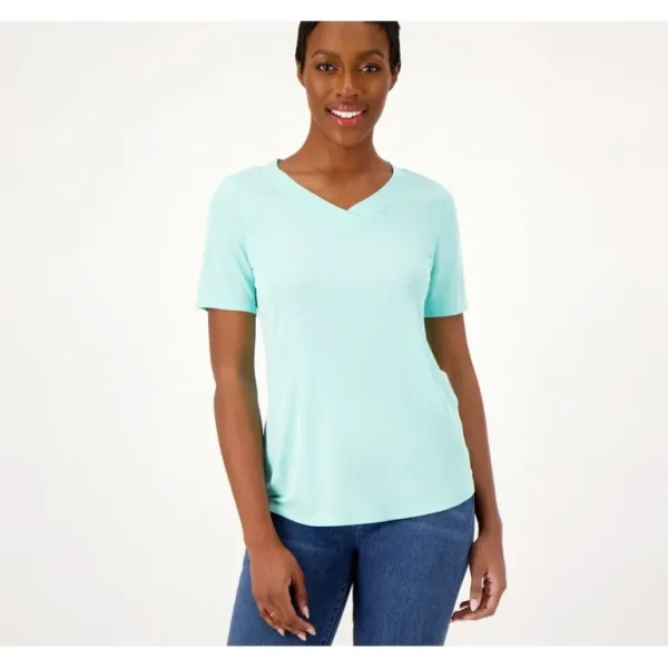 Belle Body by Kim Gravel Short Sleeve V-Neck Top - a world of fashionable women's clothing, including a wide selection of dresses and trendy accessories.> Hat