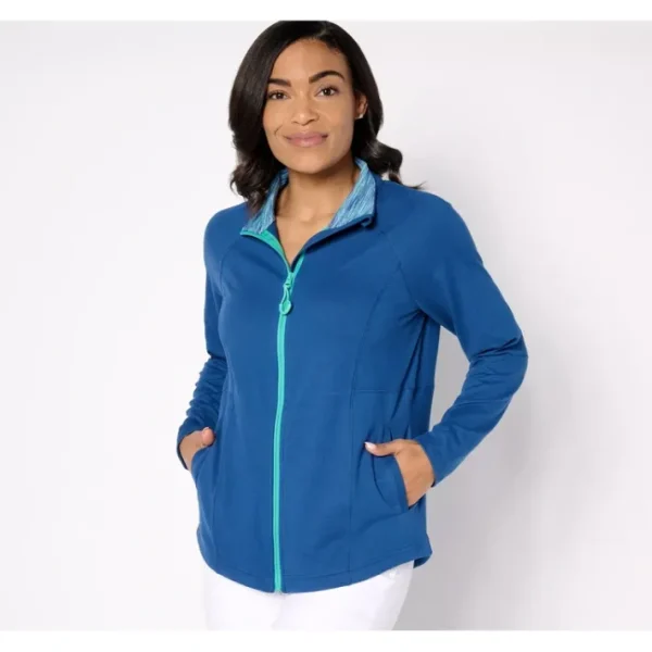 Shop All<Belle Body by Kim Gravel Zip Jacket with Inner Collar - a world of fashionable women's clothing, including a wide selection of dresses and trendy accessories.