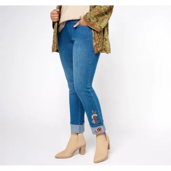 Shop All<Belle Boho by Kim Gravel Pet Embroidered Flexibelle Cuffed Jean - a world of fashionable women's clothing, including a wide selection of dresses and trendy accessories.