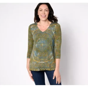 Belle Boho by Kim Gravel Rayon Spandex Spiced Tile V-Neck Top - a world of fashionable women's clothing, including a wide selection of dresses and trendy accessories.> Hat